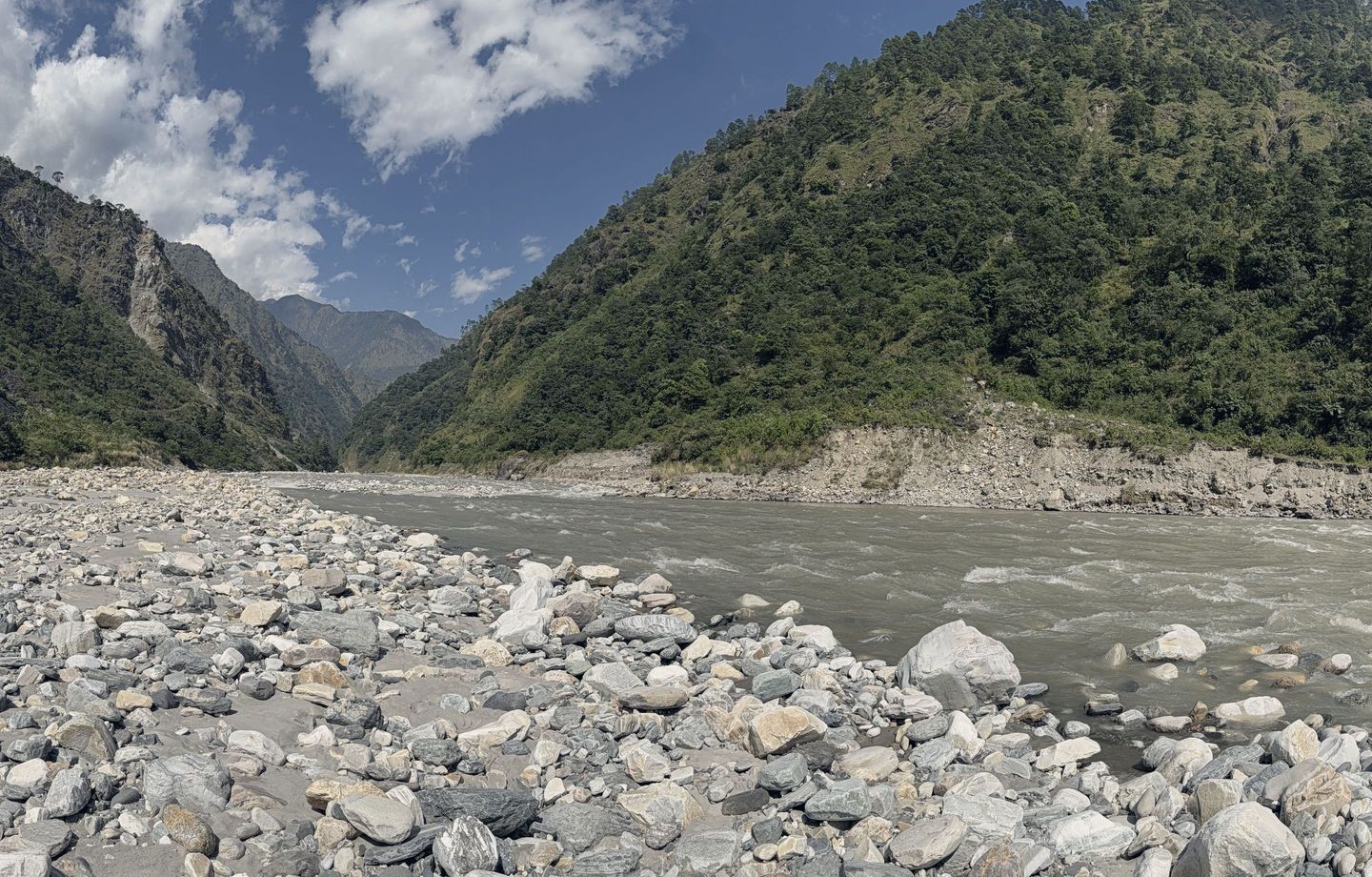 The Budhi Gandaki River at the KHA dam site, Gorkha, Nepal